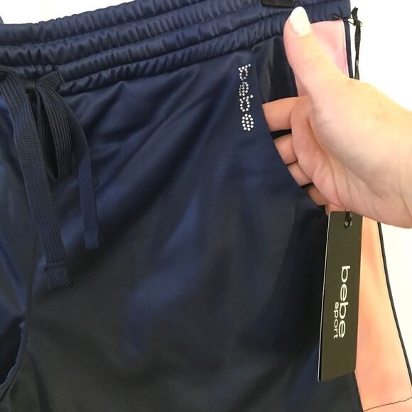 Bebe Sport Striped Tricot Activewear Track Shorts - Picture 3 of 7